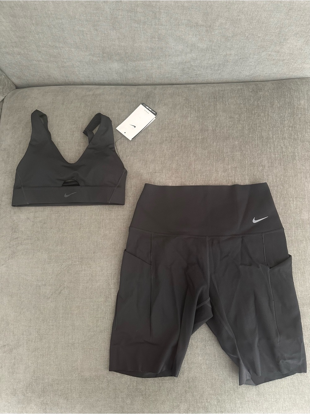 Nike Black Supportive Sports Bra and High-Waist Bike Shorts